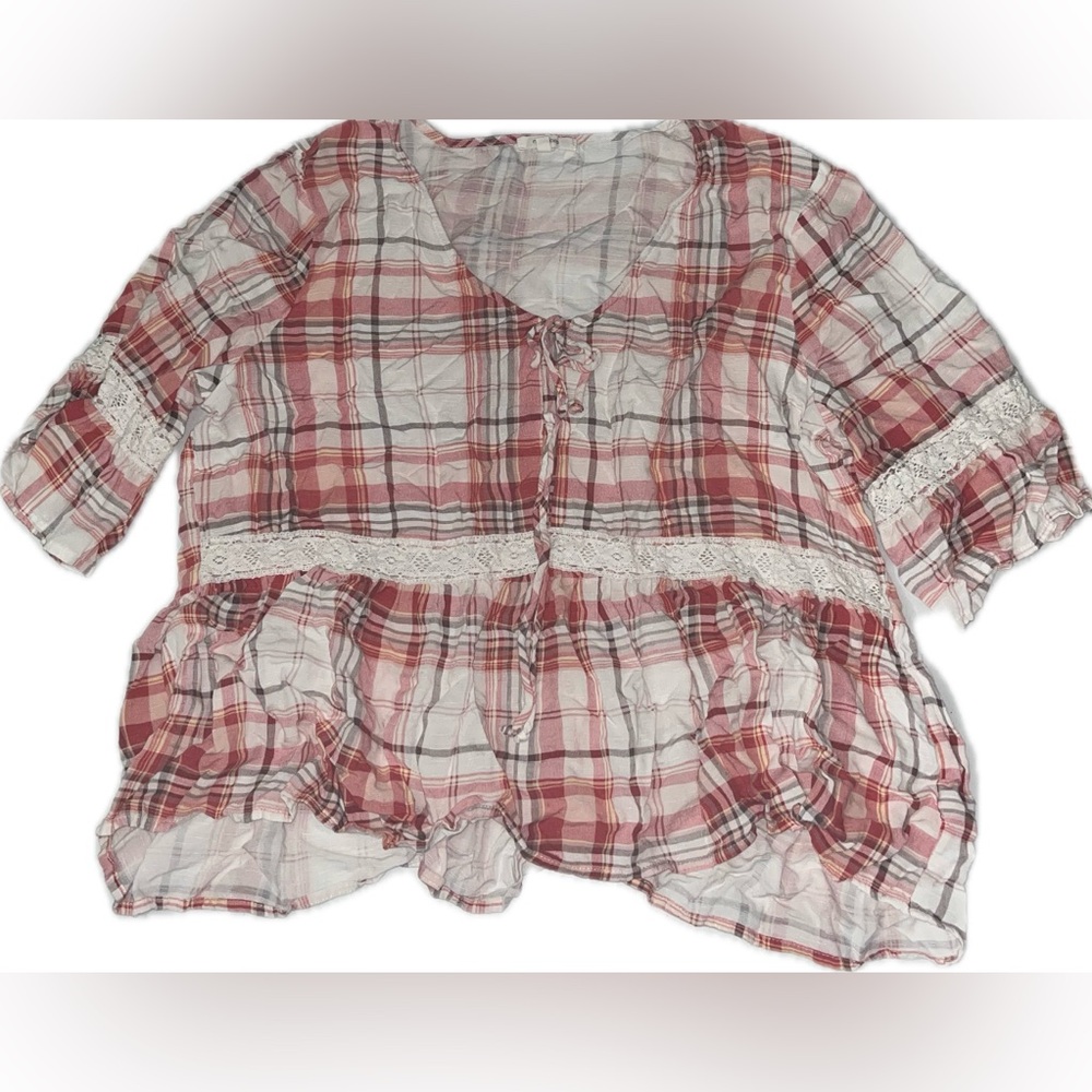 Maurice’s Plaid V Neck Blouse